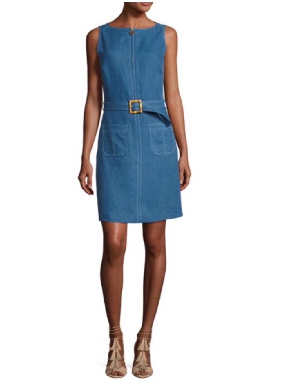 Tory Burch Nadia Dress in Linen Indigo Blue 4